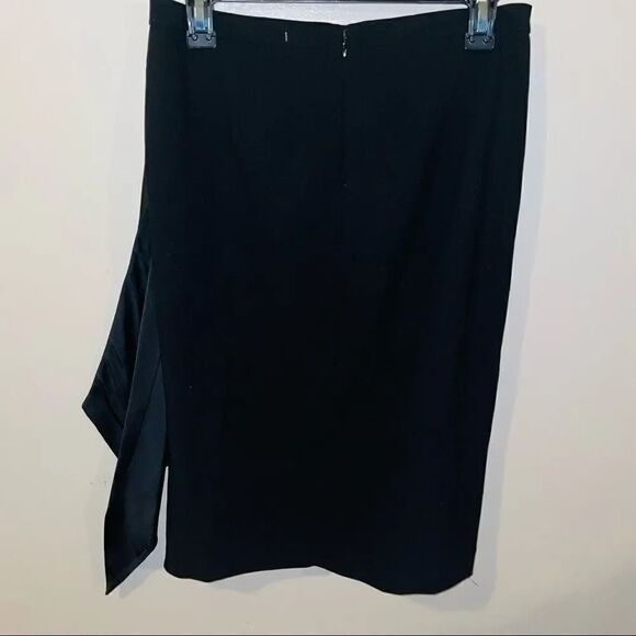 Black Pencil Skirt w/ Satin Drape Detail - Career Cocktail Party - Picture 5 of 8